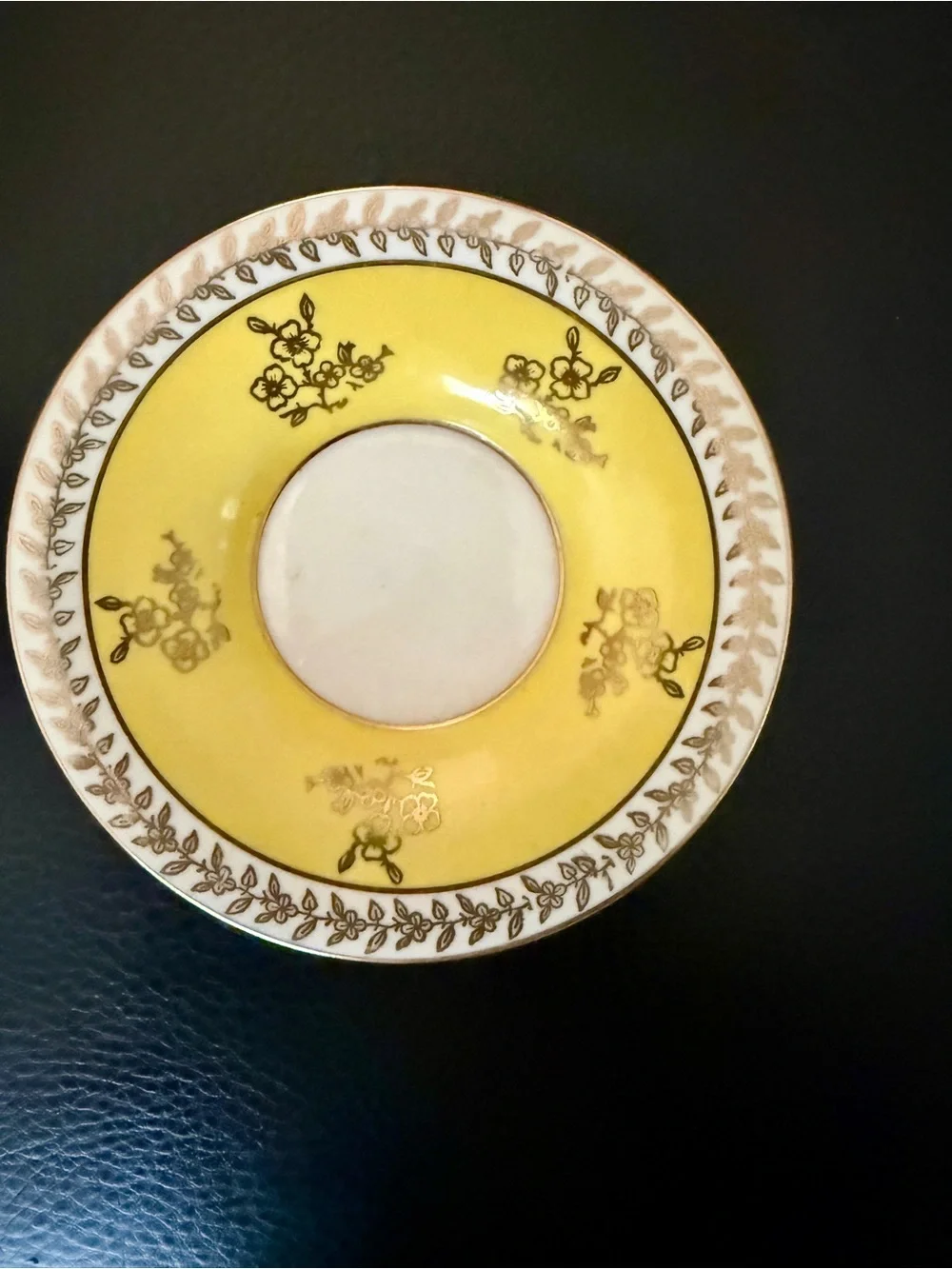 Yellow and Gold Porcelain Saucer - Decorative Home Dining Plate